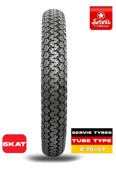SERVİS TYRES 2*75x17 Arka Dış Lastik Tube Type 6 Kat (İÇ LASTİKLİ MODEL)