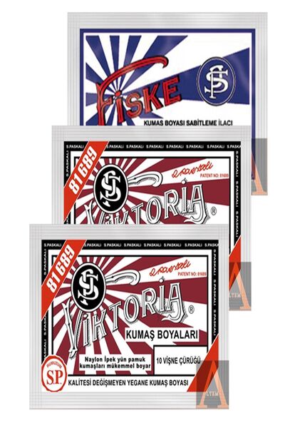 Viktoria Kumaş Boyası 2 Pkt.vişne Çürüğü+1 Pkt. Sabitleyici Fiske