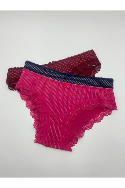 DONLİZZA Bikini 3 Adet Beli Floş Damla, Paça Sur Dantel