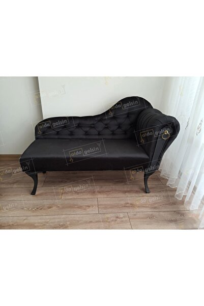 aldagelsin Ters Kol Dekoratif Bihter Koltuk Josefin Puf 110 cm Siyah Ayak