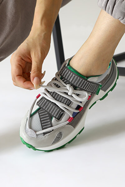 Limoya Nely Gray Asymmetrical Lace-Up Women's Sneakers, Women's Sneakers