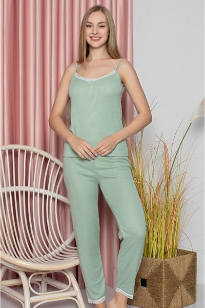 LİLA İÇ GİYİM Viscose Rope Strap Report Pajama Set