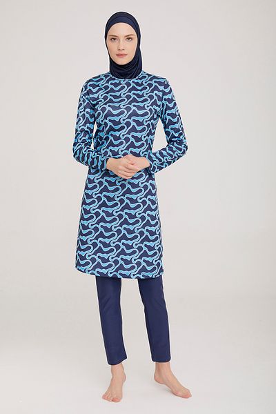 MARESİVA Hijab Swimsuit - Lycra, Full Covered, Massıma 3 9026, Dark Navy