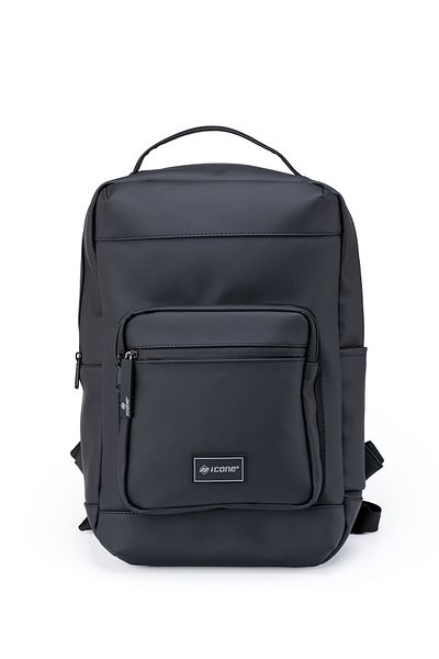 ICONE BAG Μαύρο συνθετικό δέρμα - Ματ σακίδιο πλάτης Icone με φερμουάρ