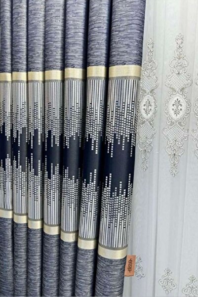 Elisya Home Cortina de fundal cu panou, cu aripă dublă, plisată, jacquard, cu model semi-lucios