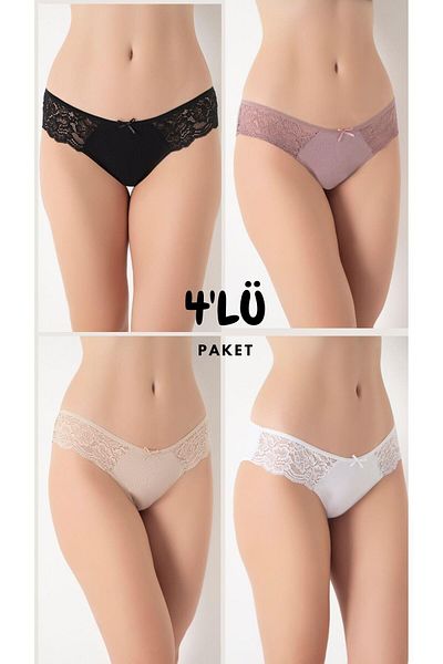 CONFEO Lace Women's Panties Assortment-1 C3T0N0O408 - Set of 4 Mixed Colors
