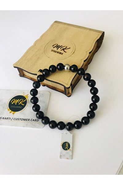 MK tasarım Real Black Agate Bracelet