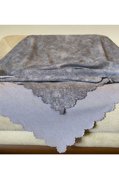 POYRAZ Light Gray Nubuck Veined Double Sided Chenille Sofa Bed Seat Cover Shawl