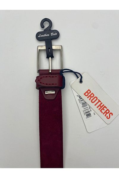 MRHERO Men's Belt - Cherry Rotten, Burgundy Leather Velvet, 2001-MH