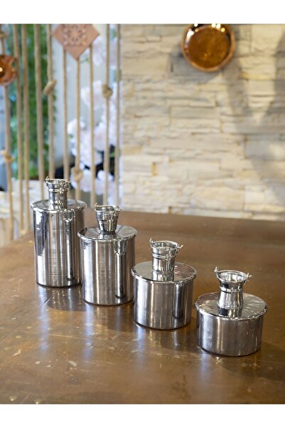 Bakır Concept Bakır Baharat Seti Objeli Model 4'lü Gümüş Renk Nikel Kaplama