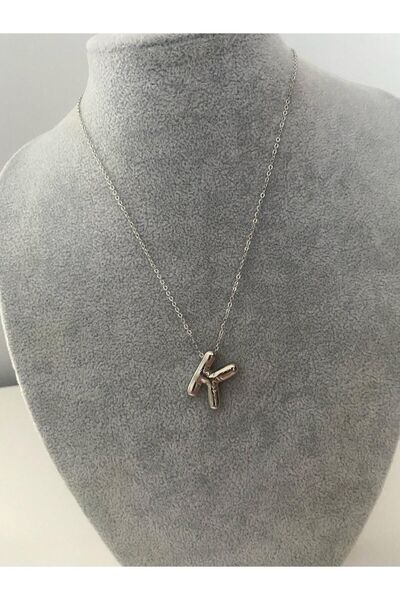 Judas Takı K Letter Silver Color Balloon Pendant,High Letter Necklace
