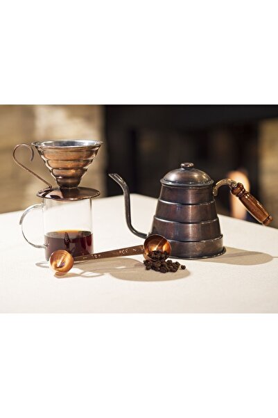 Bakır Concept طقم قهوة فلتر نحاس موديل V60 - لون مؤكسد
