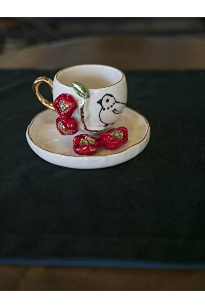 Bakır Concept Seramik Fincan Kuş Figürlü Model