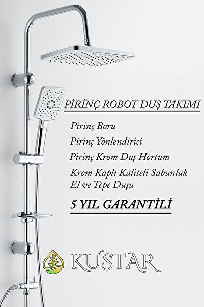 KUSTAR Tokyo Krom Fonksiyonlu Robot Duş Seti Yağmurlama Tepeleme Duş Sistemle...