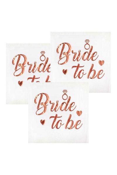 Huzur Party Store Rose Gold Napkin - 16 Pieces Copper Leaf, Gilt Bachelorette Party Decorated Supplies