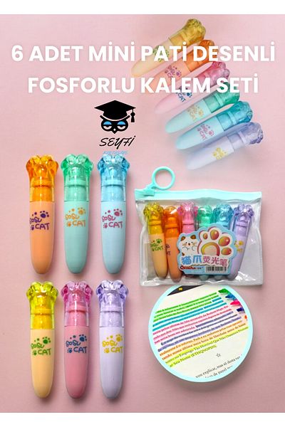 SEYFİKİRTASİYE 6 Pcs Fun Themes Phosphor Point Set