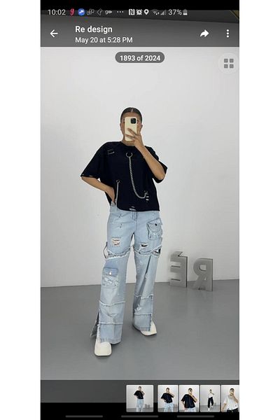 RE DESIGN Laser Cut Chain Detailed T-shirt