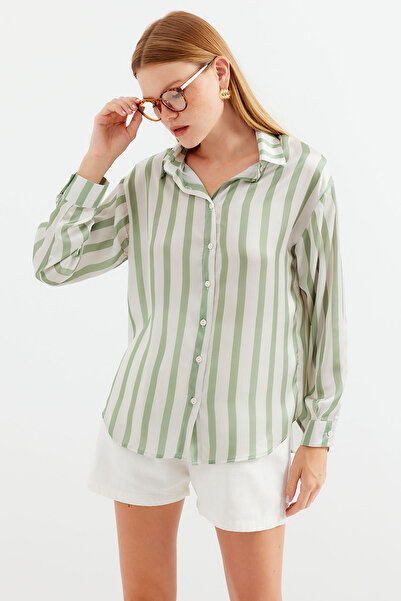 Bigdart 3964 Model Light Satin Shirt - Green