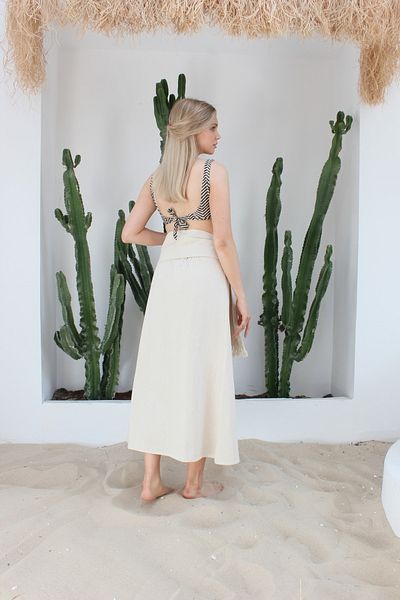 Grace&Lilly Atelier AMARA Linen Tasseled Pareo Skirt - Comfortable Design