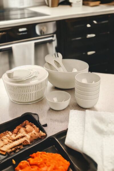 Melkan Home مجفف السلطة ومجفف السلطة والخضروات 5 لتر مجموعة خدمة السلطة 10 قطع