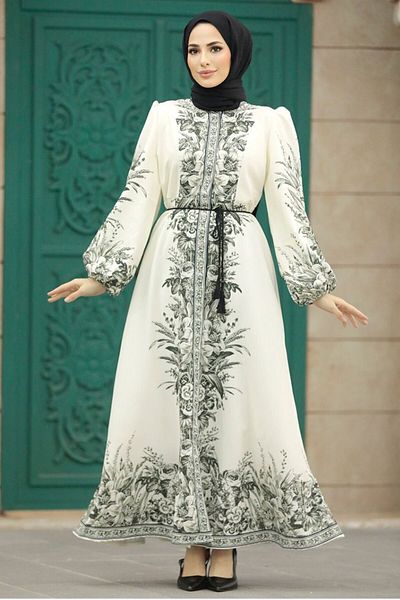 WellWay Rochie din stofă Atlas (curea inclusă) Albă - 2341