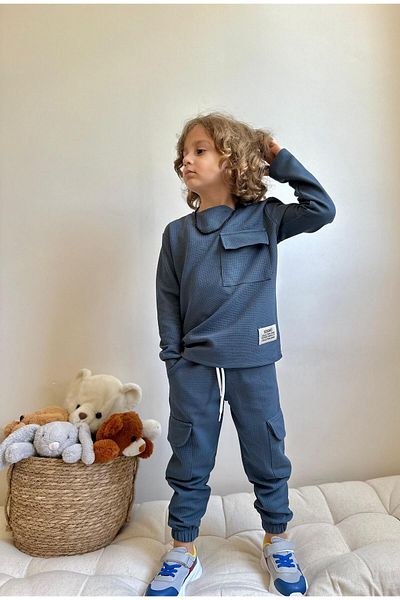 YİGİT BUTİK Boy's Waffle Fabric Long Sleeve Set