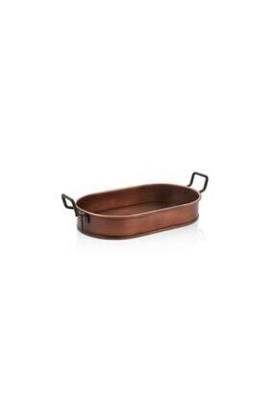 LUCKYHOMES 33 cm X 19 cm Oval Copper Tray - Decorative Tableware Kitchen Presentation, Tea Coffee Tray 2045-1