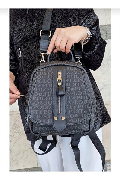 Just Polo حقيبة ظهر وحقيبة كتف نسائية مطبوعة باللون الأسود من Justpolo