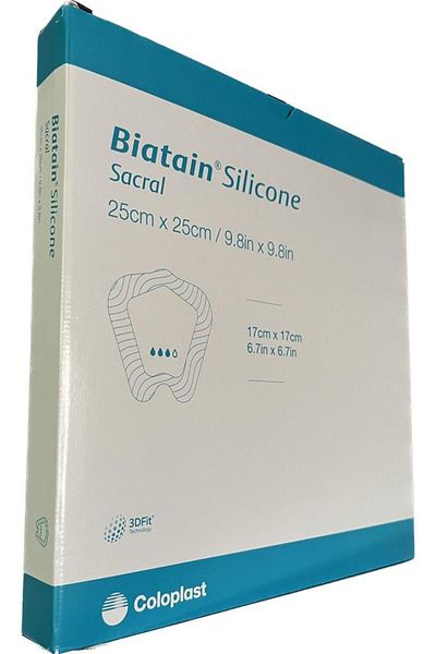 Coloplast Biatain Silicone Adhesive Foam Wound Cover Sacral 25x25 Cm (1 Piece)