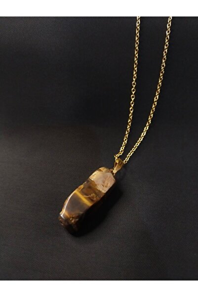 kuartz Kaplan Gözü Zincir Kolye. Uzman Tarafından Onaylanmış Test Edilmiştir