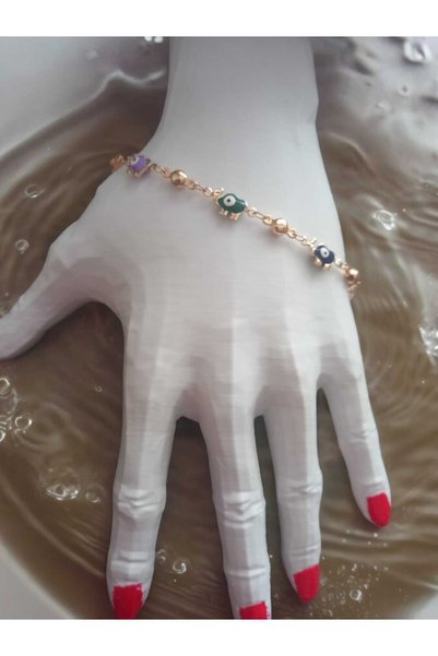 Crystal Atelier Colorful Elephant Motif Evil Eye Beaded Aesthetic Vintage Special Design Chain Gift Bracelet