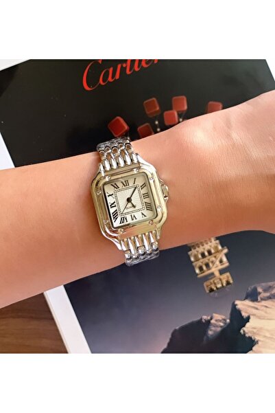 ÇENÇEN Roma Rakamlı Rose-gümüş Renk Kordon Cartier Model Kadın Kol Saati