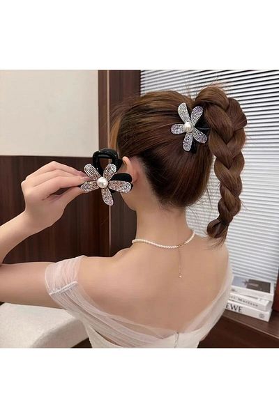GÜLPEŞE Cataramă cu zăvor cu model de flori cu zirconiu - Cataramă de vară Glpş-595