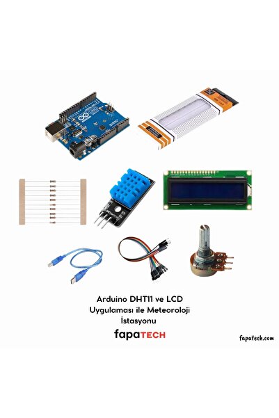 Fapatech Arduino DHT11 ve LCD Uygulaması ile Meteoroloji İstasyonu Proje Seti/ E- Pdf Devre Şemalı İçerik