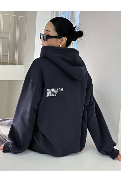 coolart Unisex φούτερ με κουκούλα και στάμπα Cherish Time, oversized