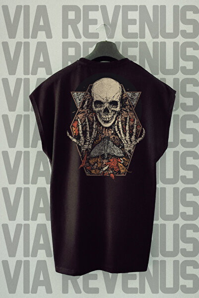 Vordevia Αθλητικό μπλουζάκι Skull Back Printed Zero Sleeve Μαύρο