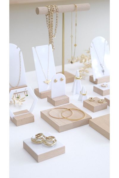 Kpleksi White Series 19 Piece Jewelry Organizer Showcase and Exhibition Stands