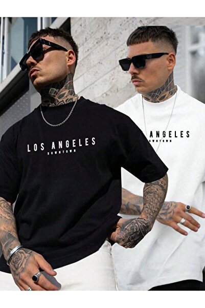 coolart مجموعة تي شيرت لوس أنجلوس سيتي مكونة من قطعتين - تي شيرت بأكمام قصيرة...