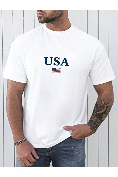 coolart Majica sa zastavom SAD-a - bela Štampano Oversize kroj letnja kratka ...