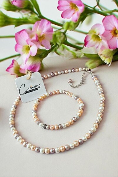 CRAZY TAKI TASARIM 6 mm Hakiki Renkli Kültür İncisi 925 Ayar Gümüşlü Kadın Ko...