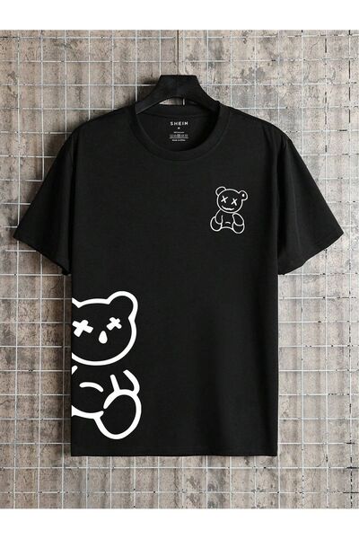 coolart Majica sa medvedićem - crna Štampano Oversize kroj letnja kratki ruka...