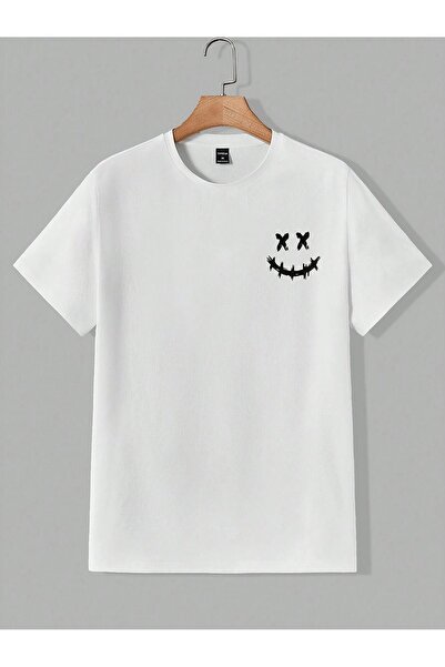 coolart Tricou X X Face - Tricou supradimensionat cu imprimeu alb, de vară, c...