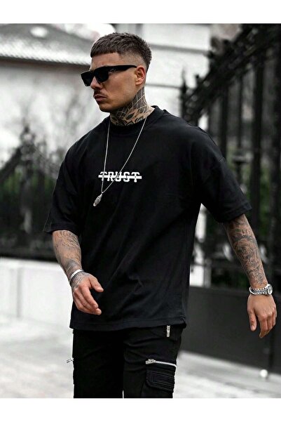 coolart Trust majica - crna Štampano Oversize kroj letnja kratki rukav T-shir...