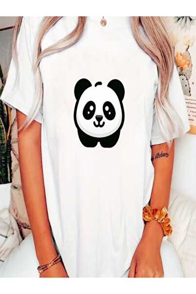 CLASSY.MODA تي شيرت نسائي من جيرسي واحد - تي شيرت أبيض مطبوع كبير الحجم بياقة...