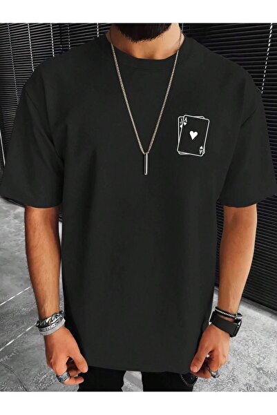 coolart Majica sa karticama - crna Štampano Oversize kroj letnja kratki rukav...