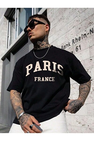 coolart Tricou Paris France - Tricou oversize cu imprimeu negru, de vară, cu ...