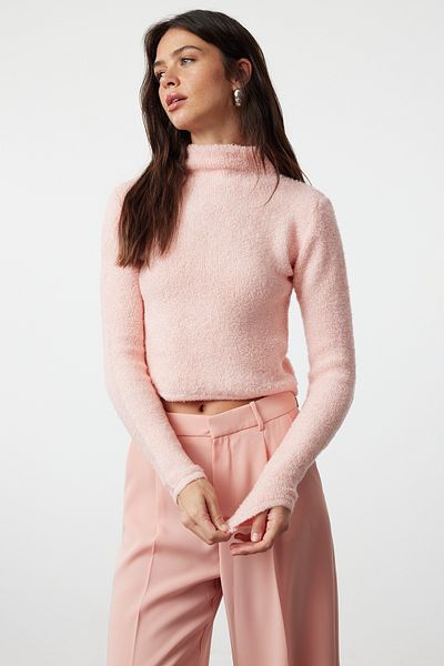 Trendyol Collection Pulover din tricotaje cu guler în picioare - Boucle TWOAW25KZ00042