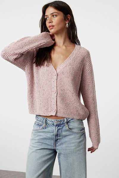 Trendyol Collection Soft Textured Pink Knitwear Cardigan - TWOAW25HI00194