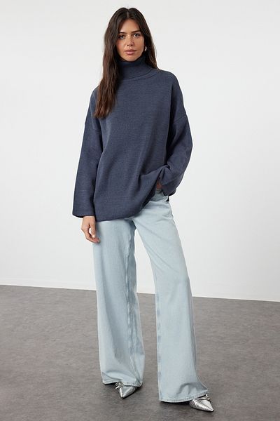 Trendyol Collection Pulover din tricotaje indigo cu potrivire largă - TWOAW23KZ00206