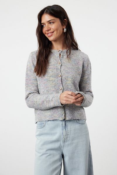 Trendyol Collection Gradient Grey Knitwear Cardigan – měkká textura, bundový vzhled Twoaw25Hi00079
